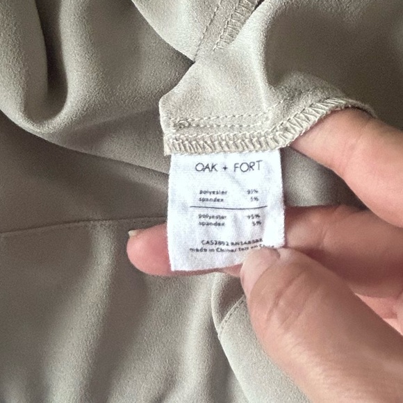 Oak + Fort belt wrap midi beige neutral round neck midi dress - Picture 12 of 12